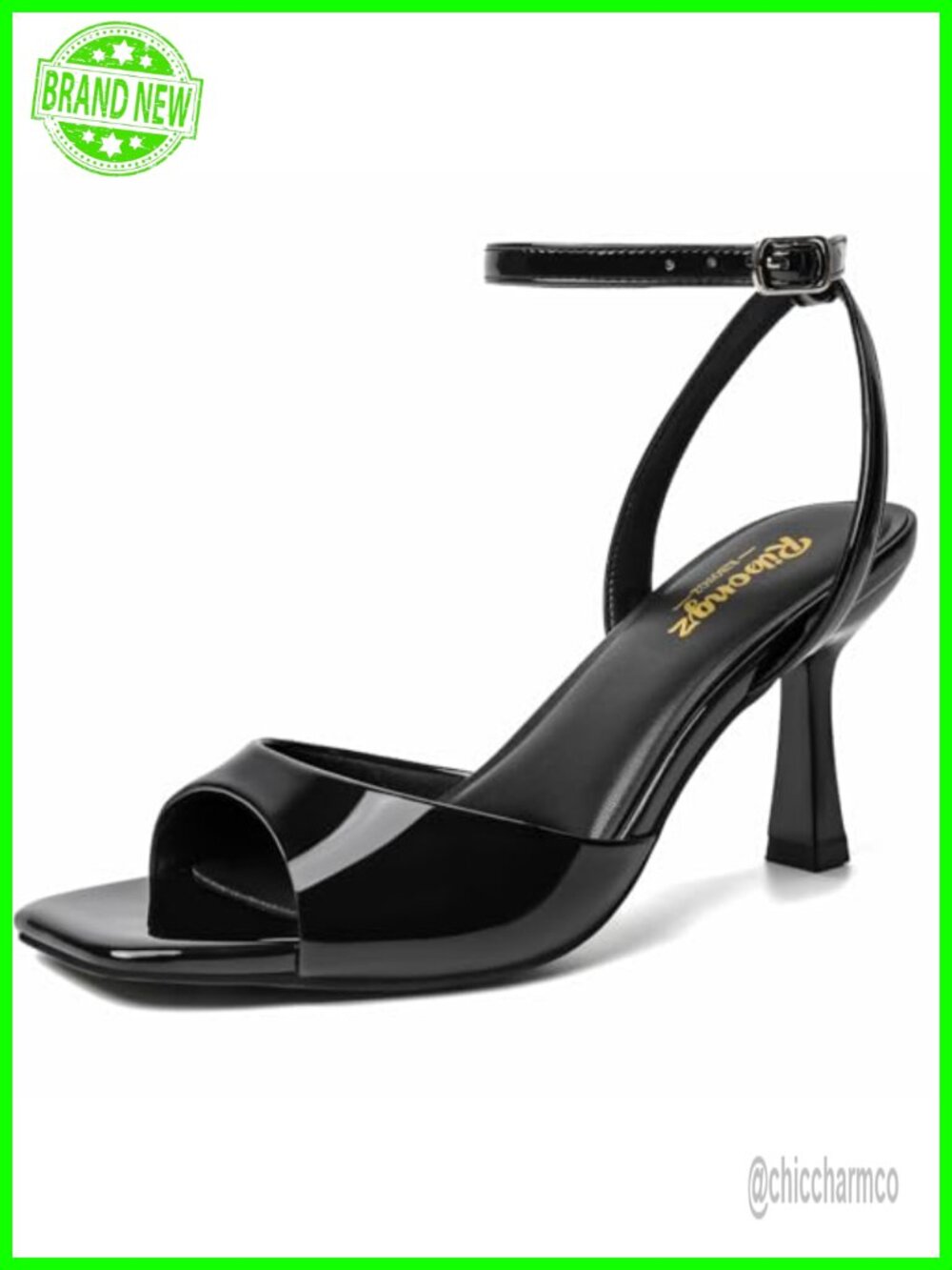 Square Open Toe Kitten Strappy Heels with Ankle Strap Lace Up Dress Sandals